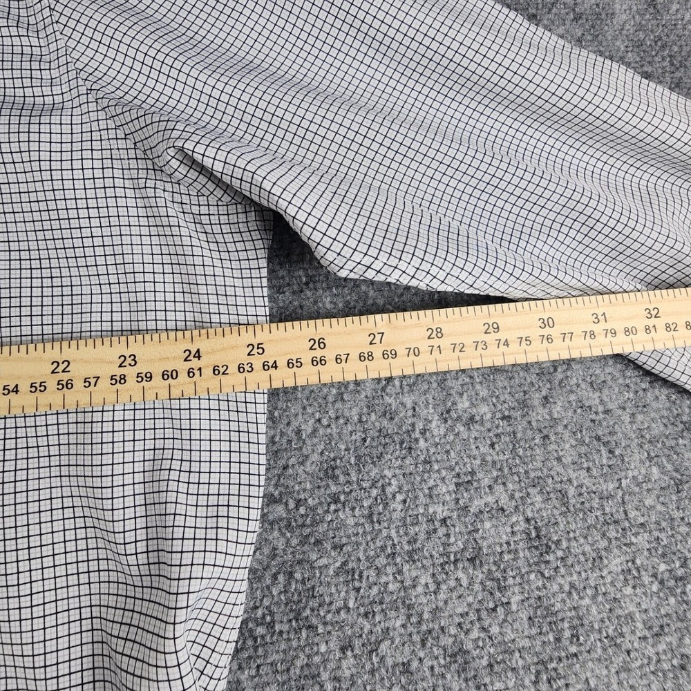 Report Collection Premium Performance Slim Fit Dress Shirt White Black Grid XL - Picture 7 of 8